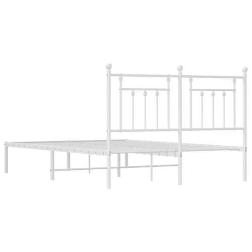 Metalni okvir za krevet s uzglavljem bijeli 140 x 190 cm - Bijela 140 x 190 cm s uzglavljem Cijena
