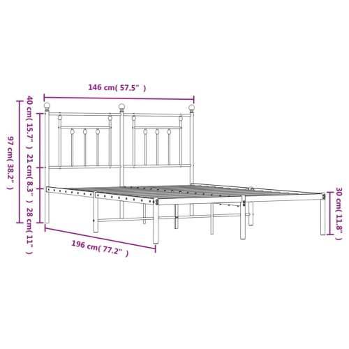 Metalni okvir za krevet s uzglavljem bijeli 140 x 190 cm - Bijela 140 x 190 cm s uzglavljem Cijena