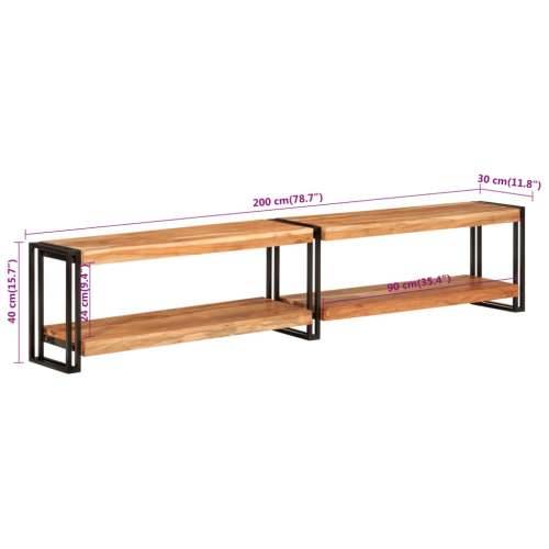 TV ormarić 200 x 30 x 40 cm od masivnog bagremovog drva - Crna 1 200 cm Masivno bagremovo drvo Cijena