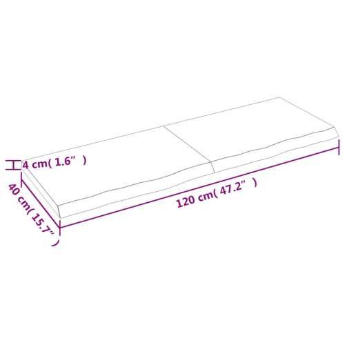 Zidna polica svjetlosmeđa 120x40x(2-4) cm obrađena hrastovina - Svjetlosmeđa 120 x 40 x 4 cm 1 Cijena