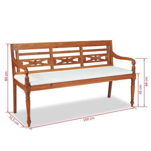 Batavia klupa s jastucima 150 cm tikovina Cijena