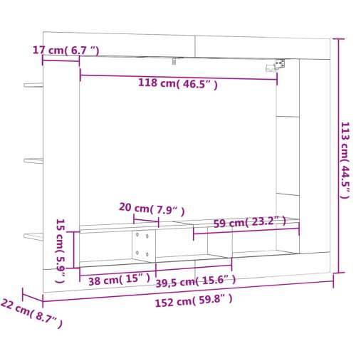 TV ormarić boja hrasta sonome 152x22x113 cm konstruirano drvo - Sivi hrast sonoma 1 Cijena