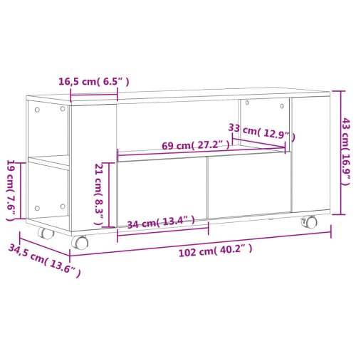 TV ormarić bijeli 102 x 34,5 x 43 cm od konstruiranog drva - Bijela 1 Cijena
