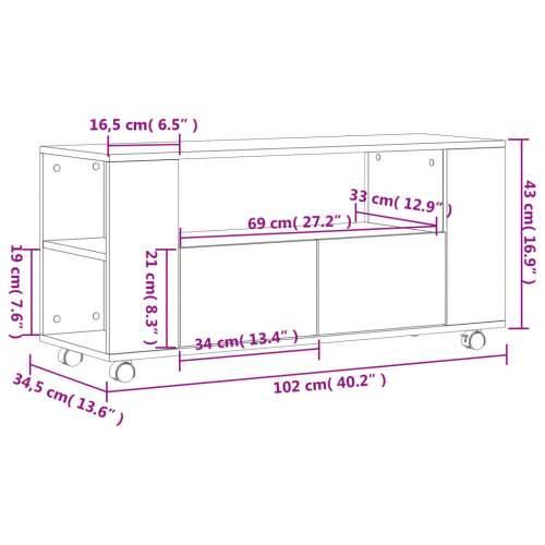TV ormarić boja betona 102 x 34,5 x 43 cm od konstruiranog drva - Beton siva 1 Cijena