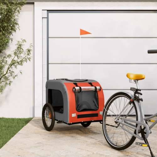 Prikolica za bicikl za ljubimce narančasto-siva tkanina/željezo