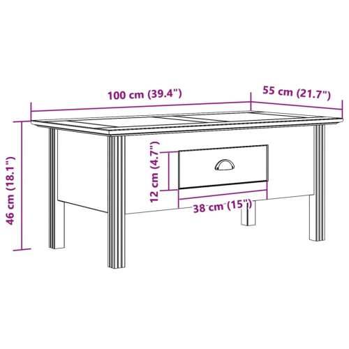 Stolić za kavu BODO sivi 100 x 55 x 46 cm od masivne borovine - Siva 1 Cijena