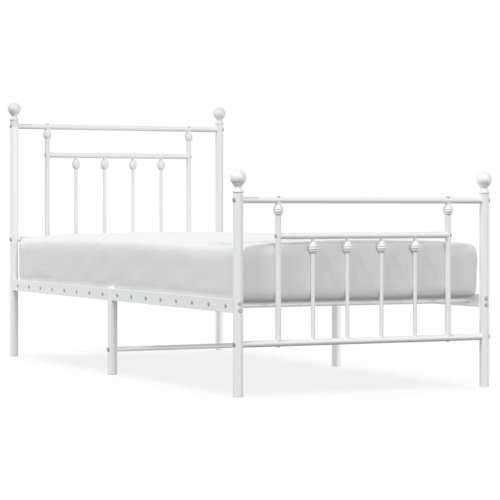 Metalni okvir kreveta uzglavlje i podnožje bijeli 90 x 200 cm - Bijela 90 x 200 cm s uzglavljem i podnožjem Cijena