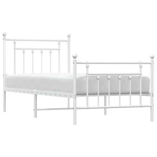 Metalni okvir kreveta uzglavlje i podnožje bijeli 90 x 200 cm - Bijela 90 x 200 cm s uzglavljem i podnožjem Cijena