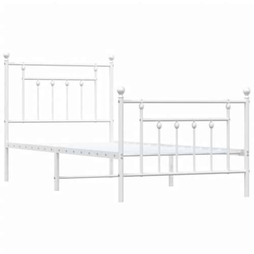 Metalni okvir kreveta uzglavlje i podnožje bijeli 90 x 200 cm - Bijela 90 x 200 cm s uzglavljem i podnožjem Cijena
