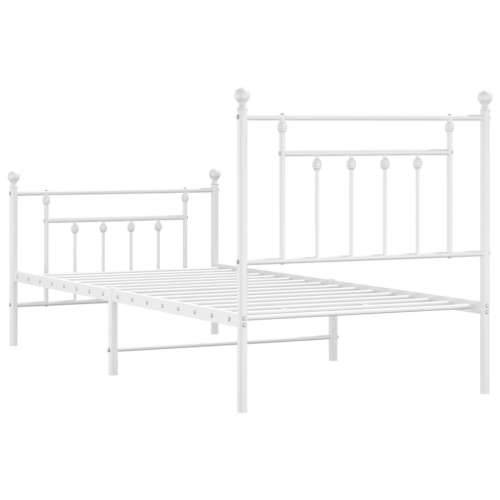Metalni okvir kreveta uzglavlje i podnožje bijeli 90 x 200 cm - Bijela 90 x 200 cm s uzglavljem i podnožjem Cijena