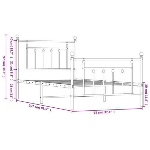 Metalni okvir kreveta uzglavlje i podnožje bijeli 90 x 200 cm - Bijela 90 x 200 cm s uzglavljem i podnožjem Cijena