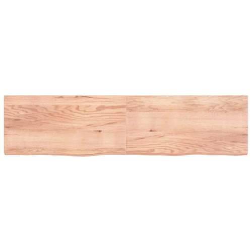 Zidna polica svjetlosmeđa 200x50x(2-6) cm obrađena hrastovina - Svjetlosmeđa 200 x 50 x 6 cm 1 Cijena
