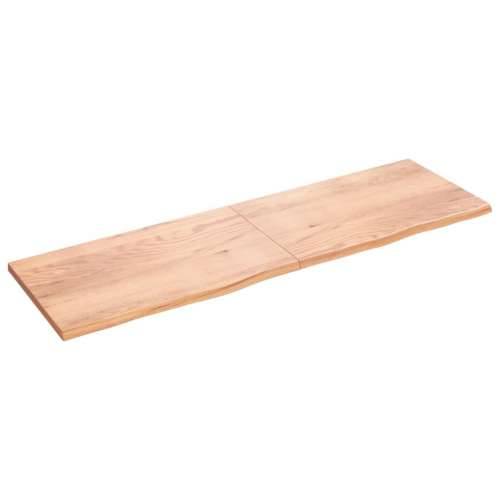 Zidna polica svjetlosmeđa 200x60x(2-4) cm obrađena hrastovina - Svjetlosmeđa 200 x 60 x 4 cm 1 Cijena