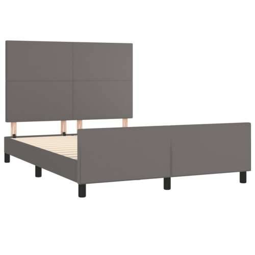 Okvir za krevet s uzglavljem sivi 140x200 cm od umjetne kože - Siva 140 x 200 cm Gladak dizajn Cijena