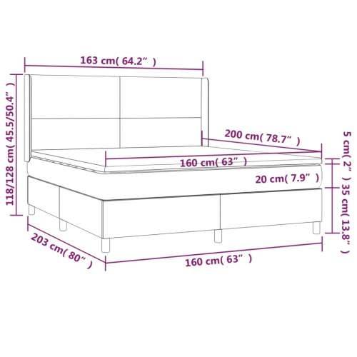 Krevet box spring s madracem LED crni 160x200 cm baršun - Crna 160 x 200 cm Gladak dizajn Cijena