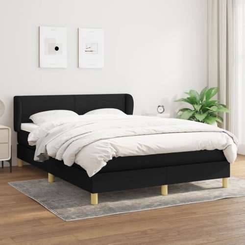 Krevet s oprugama i madracem crni 140 x 190 cm od tkanine - Crna 140 x 190 cm Gladak dizajn Cijena