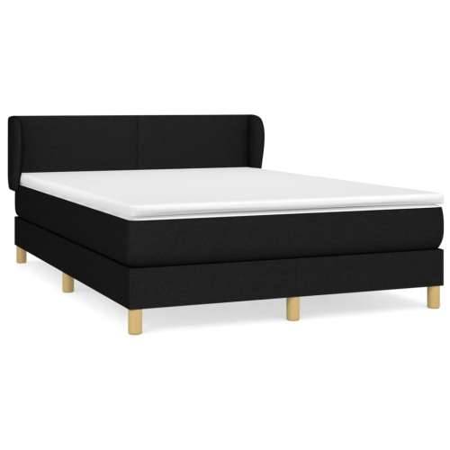 Krevet s oprugama i madracem crni 140 x 190 cm od tkanine - Crna 140 x 190 cm Gladak dizajn Cijena