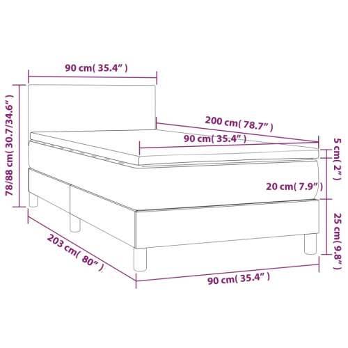 Krevet s oprugama i madracem plavi 90 x 200 cm od tkanine - Plava 90 x 200 cm Gladak dizajn Cijena