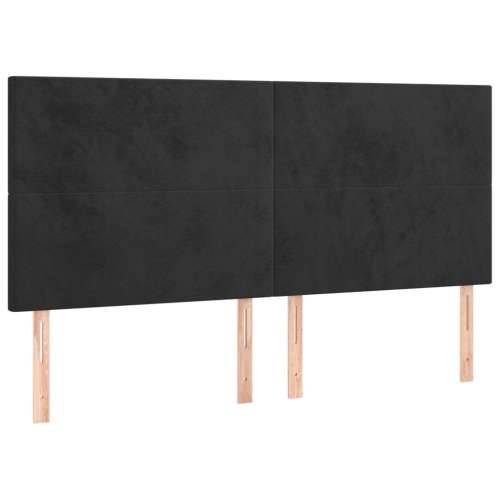 Krevet s oprugama i madracem crni 160x200 cm baršunasti - Crna 160 x 200 cm Gladak dizajn Cijena