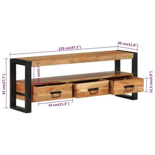 TV ormarić 120 x 30 x 45 cm od masivnog bagremovog drva - 1 120 cm Masivno bagremovo drvo Cijena