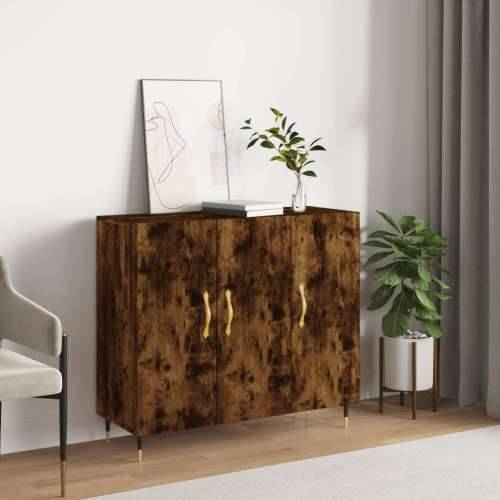 Komoda boja dimljenog hrasta 90 x 34 x 80 cm konstruirano drvo - Dimljeni hrast 1 Cijena
