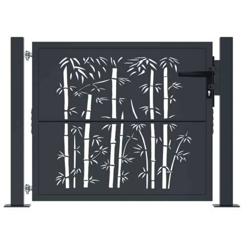Vrtna vrata antracit 105 x 105 cm čelična s uzorkom bambusa - 105 x 105 cm Cijena