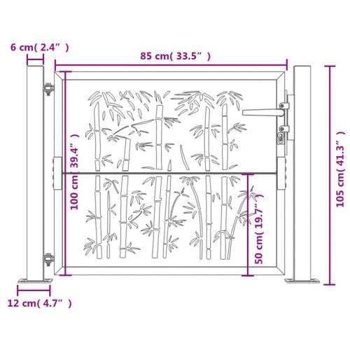 Vrtna vrata antracit 105 x 105 cm čelična s uzorkom bambusa - 105 x 105 cm Cijena