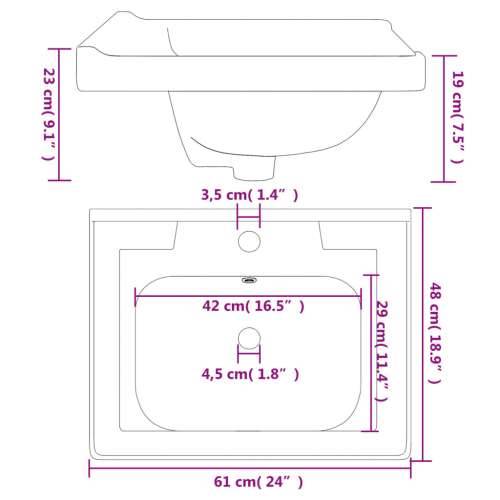 Kupaonski Lavabo - Umivaonik bijeli 61 x 48 x 23 cm pravokutni keramički - 61 x 48 x 23 cm Cijena