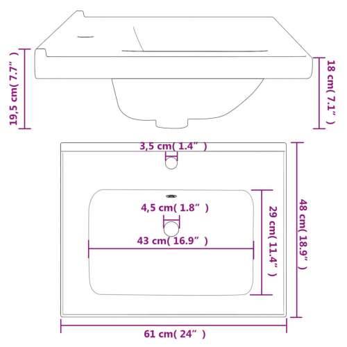 Kupaonski Lavabo - Umivaonik bijeli 61x48x19,5 cm pravokutni keramički 61 x 48 x 19.5 cm Cijena
