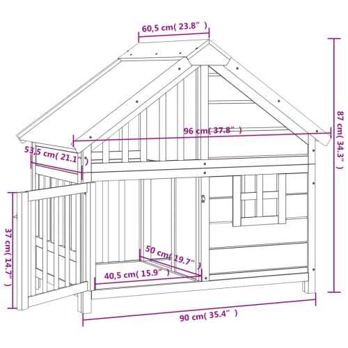 Kućica za pse siva 96 x 60,5 x 87 cm od masivne borovine - Siva 1 Cijena