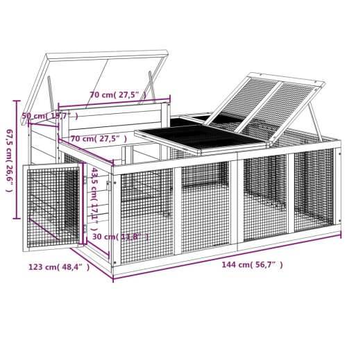 Kavez za zečeve boja kave 144 x 123 x 67,5 cm masivna borovina Mocha Cijena