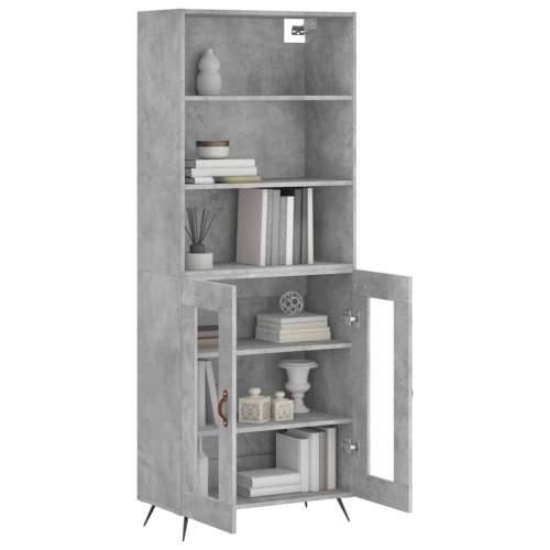 Visoka komoda siva betona 69,5x34x180 cm od konstruiranog drva - Beton siva 1 2 staklena vrata Cijena