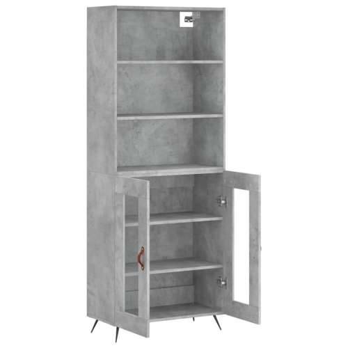 Visoka komoda siva betona 69,5x34x180 cm od konstruiranog drva - Beton siva 1 2 staklena vrata Cijena