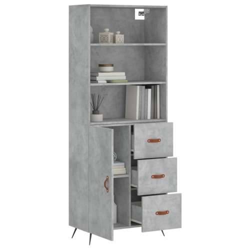 Visoka komoda siva betona 69,5x34x180 cm od konstruiranog drva - Beton siva 1 1 vrata 3 ladice Cijena