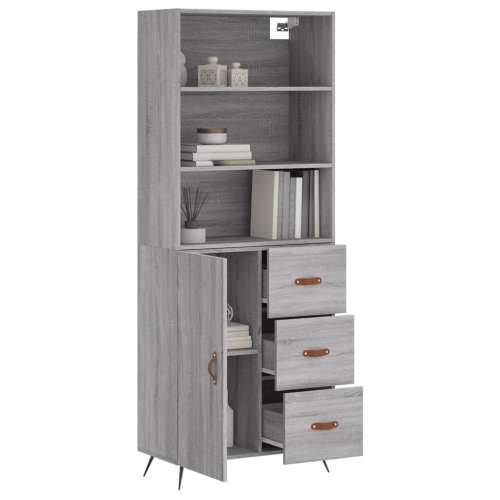 Visoka komoda siva sonome 69,5x34x180 cm od konstruiranog drva - Sivi hrast sonoma 1 1 vrata 3 ladice Cijena