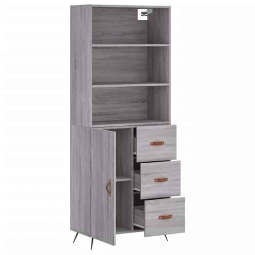 Visoka komoda siva sonome 69,5x34x180 cm od konstruiranog drva - Sivi hrast sonoma 1 1 vrata 3 ladice Cijena