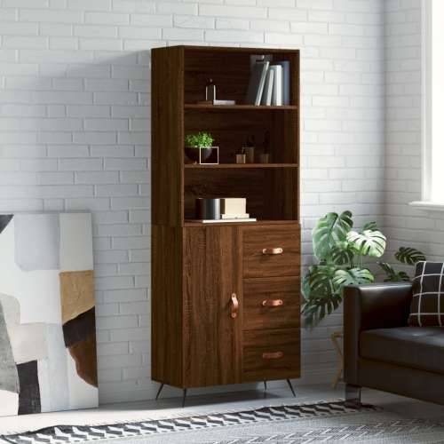 Visoka komoda boja hrasta 69,5x34x180 cm od konstruiranog drva - Smeđi hrast 1 1 vrata 3 ladice Cijena