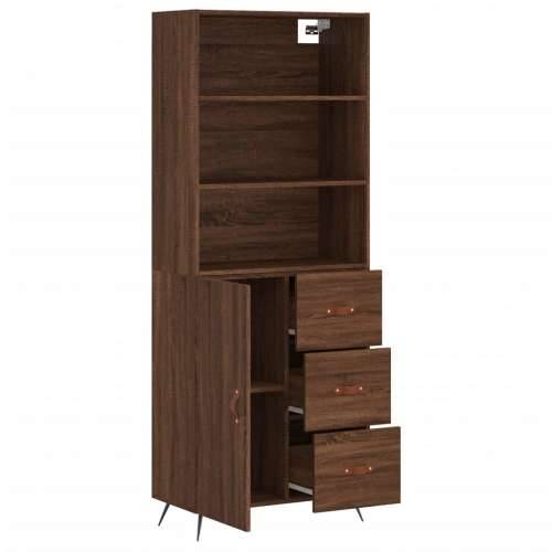 Visoka komoda boja hrasta 69,5x34x180 cm od konstruiranog drva - Smeđi hrast 1 1 vrata 3 ladice Cijena