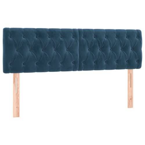 Krevet box spring s madracem LED tamnoplavi 140x190 cm baršun - Tamno plava 140 x 190 cm Dizajn s gumbima Cijena