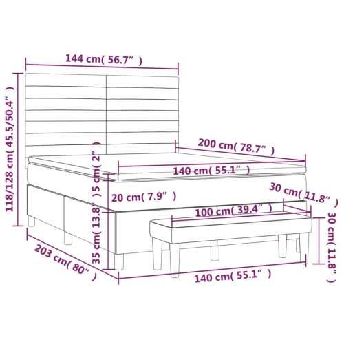Krevet s oprugama i madracem crni 140x200 cm od tkanine - Crna 140 x 200 cm vodoravne pruge Cijena