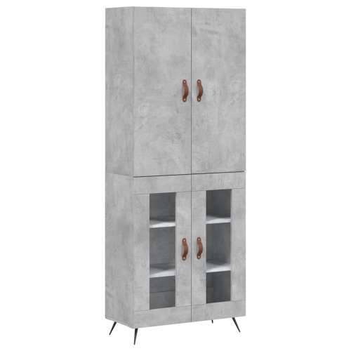 Visoka komoda siva betona 69,5x34x180 cm od konstruiranog drva - Beton siva 1 2 staklena vrata Cijena