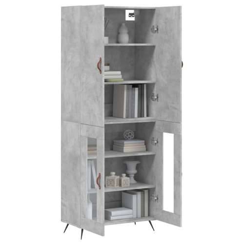 Visoka komoda siva betona 69,5x34x180 cm od konstruiranog drva - Beton siva 1 2 staklena vrata Cijena