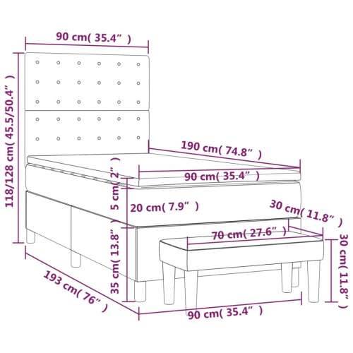 Box spring krevet s madracem crni 90x190 cm baršunasti - Crna 90 x 190 cm gumbi Cijena