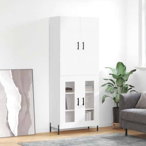 Visoka komoda bijela 69,5x34x180 cm konstruirano drvo - Bijela 1 2 staklena vrata Cijena