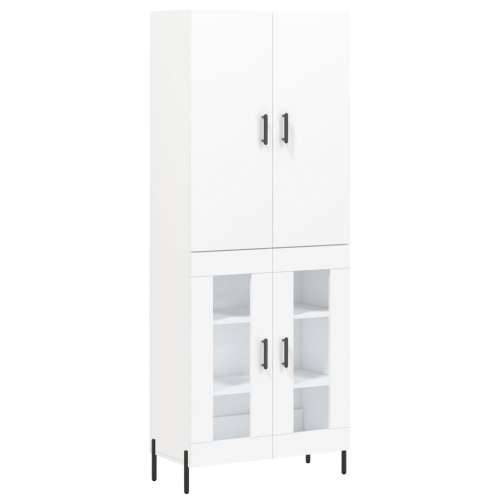 Visoka komoda bijela 69,5x34x180 cm konstruirano drvo - Bijela 1 2 staklena vrata Cijena