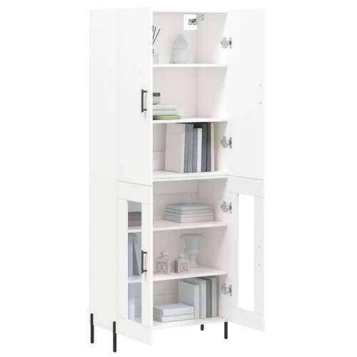 Visoka komoda bijela 69,5x34x180 cm konstruirano drvo - Bijela 1 2 staklena vrata Cijena