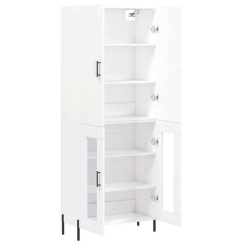 Visoka komoda bijela 69,5x34x180 cm konstruirano drvo - Bijela 1 2 staklena vrata Cijena