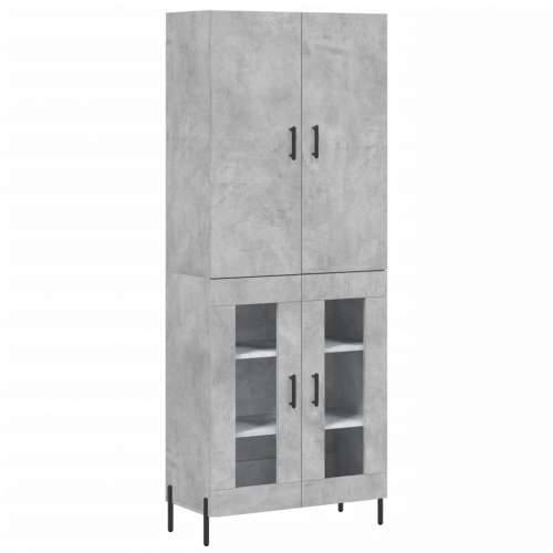 Visoka komoda siva betona 69,5x34x180 cm od konstruiranog drva - Beton siva 1 2 staklena vrata Cijena