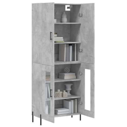 Visoka komoda siva betona 69,5x34x180 cm od konstruiranog drva - Beton siva 1 2 staklena vrata Cijena