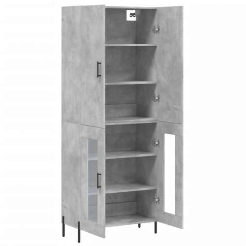 Visoka komoda siva betona 69,5x34x180 cm od konstruiranog drva - Beton siva 1 2 staklena vrata Cijena